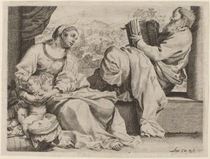 La Sagrada Familia con el joven San Juan Bautista de Annibale Carracci